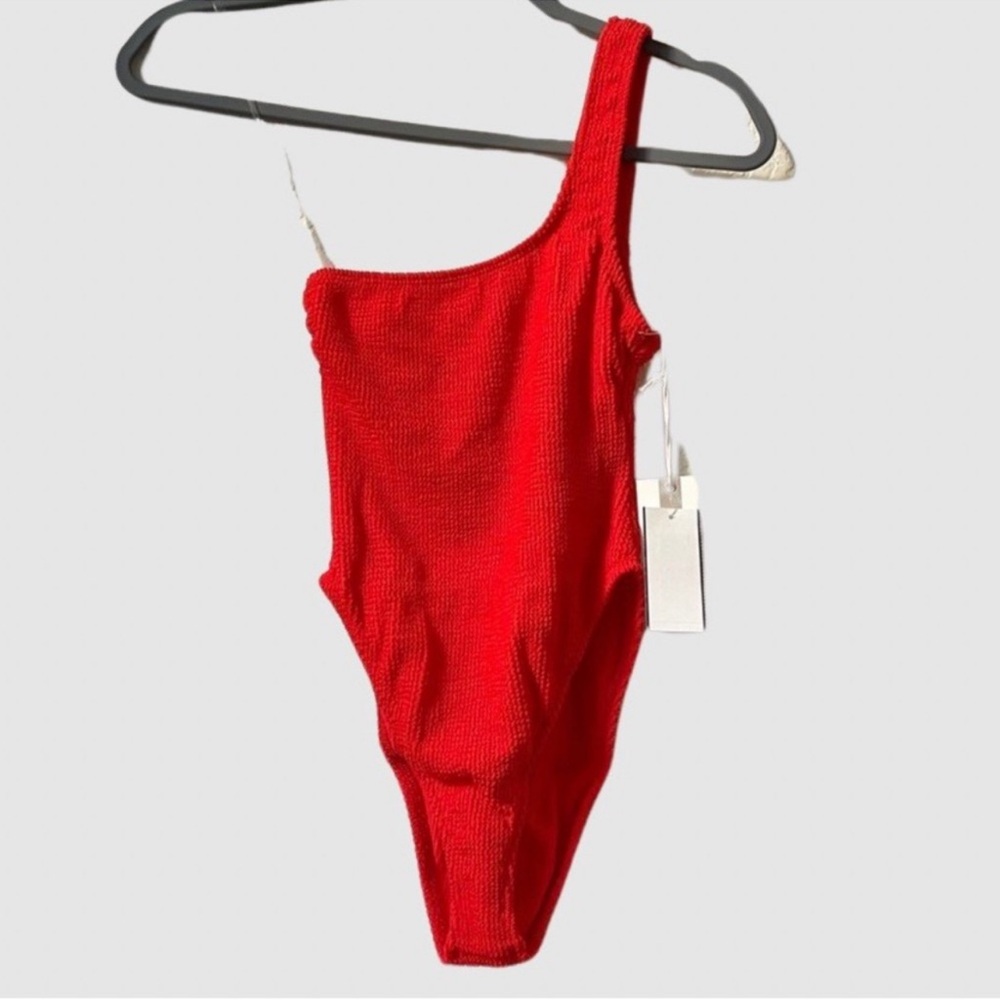 Good American Red One-Shoulder Swim One Piece